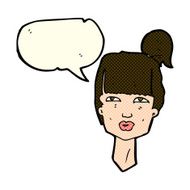cartoon female head with speech bubble N5
