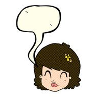 cartoon happy female face with speech bubble N76