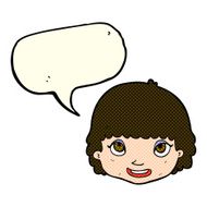 cartoon happy female face with speech bubble N77