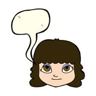 cartoon happy female face with speech bubble N78