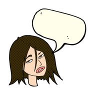 cartoon annoyed woman with speech bubble N75