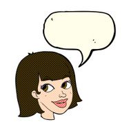 cartoon happy female face with speech bubble N79