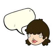cartoon staring girl with speech bubble N5