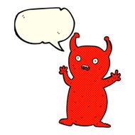 cartoon funny little alien with speech bubble N5