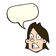 cartoon frightened face with speech bubble N5