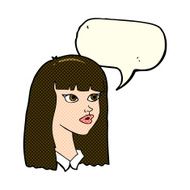 cartoon pretty girl with long hair speech bubble N5
