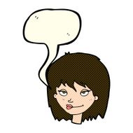 cartoon smiling woman with speech bubble N5