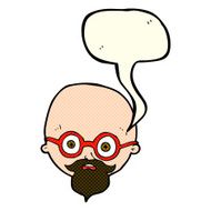 cartoon shocked man with beard speech bubble N9