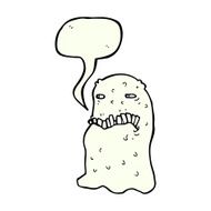 cartoon gross ghost with speech bubble N19