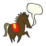 cartoon prancing horse with speech bubble N3
