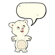 cartoon happy little polar bear with speech bubble N7