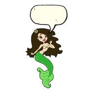 cartoon pretty mermaid with speech bubble N16