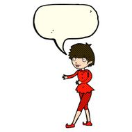 cartoon christmas elf woman with speech bubble N5