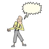 cartoon old man having heart attack with speech bubble N5
