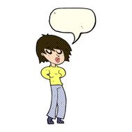 cartoon woman whistling with speech bubble N5