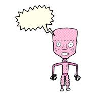 funny cartoon robot with speech bubble N21