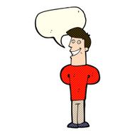 cartoon grinning man with speech bubble N33