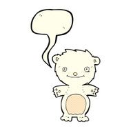 cartoon happy little polar bear with speech bubble N8