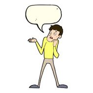 cartoon nervous man with speech bubble N56
