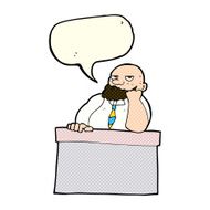 cartoon bored man at desk with speech bubble N5
