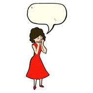 cartoon worried woman with speech bubble N32