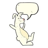 cartoon white rabbit with speech bubble N3