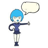 cartoon vampire girl giving thumbs up sign with speech bubble N8