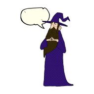 cartoon old wizard with speech bubble N6