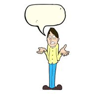 cartoon man shrugging shoulders with speech bubble N17