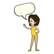 cartoon woman waving with speech bubble N138