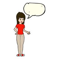 cartoon woman explaining with speech bubble N20