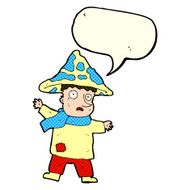 cartoon magical mushroom man with speech bubble N5