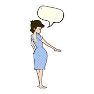 cartoon pretty woman looking at nails with speech bubble N5