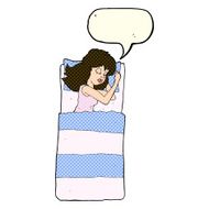 cartoon sleeping woman with speech bubble N5
