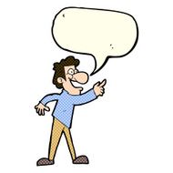cartoon man pointing and laughing with speech bubble N12