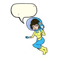 cartoon space woman with speech bubble N13