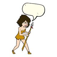 cartoon cave girl with speech bubble N5