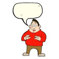 cartoon excited overweight man with speech bubble N5