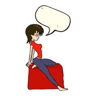 cartoon pin up pose girl with speech bubble N4