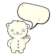 cartoon waving polar bear with speech bubble N24