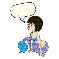 cartoon pretty mermaid with speech bubble N17