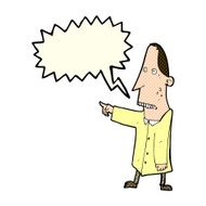 cartoon ugly man pointing with speech bubble N5
