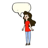 cartoon pretty girl with speech bubble N40