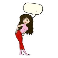 cartoon attractive woman looking surprised with speech bubble N5