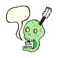 funny cartoon skull and arrow with speech bubble N5