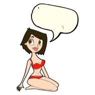 cartoon pretty woman in underwear with speech bubble N5