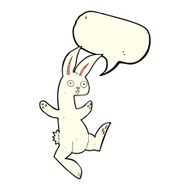 funny cartoon white rabbit with speech bubble N3