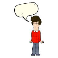 cartoon bored man shrugging shoulders with speech bubble N5