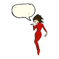 cartoon future space woman with speech bubble N5