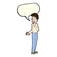 cartoon worried man with speech bubble N41